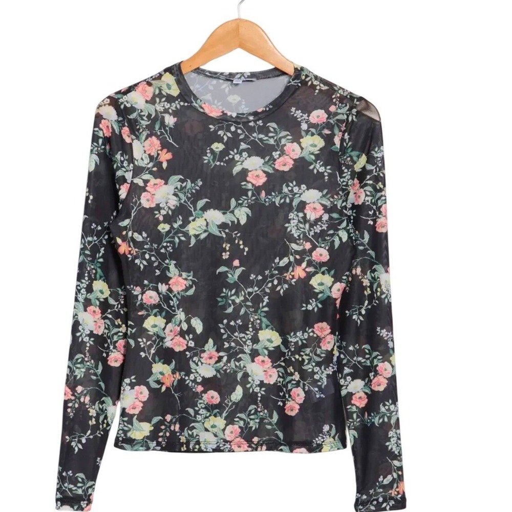 AFRM LA  Mesh Floral Fairygrunge Womens size XL Indie Sleaze Dark Romantic‎ Top